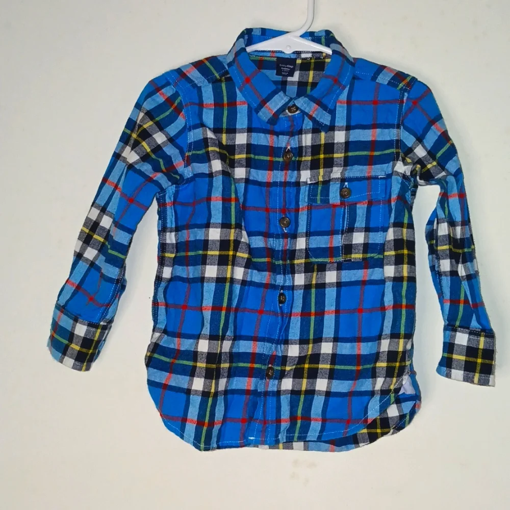 Boys ButtonDown Long Sleeve Shirts Size 2T(4) & 12-18M(1)‎ & 18M(1) Bundle of 6